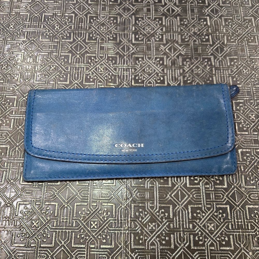 🐢 Coach Royal Blue Vintage Leather Clutch/Wallet - Picture 4 of 16